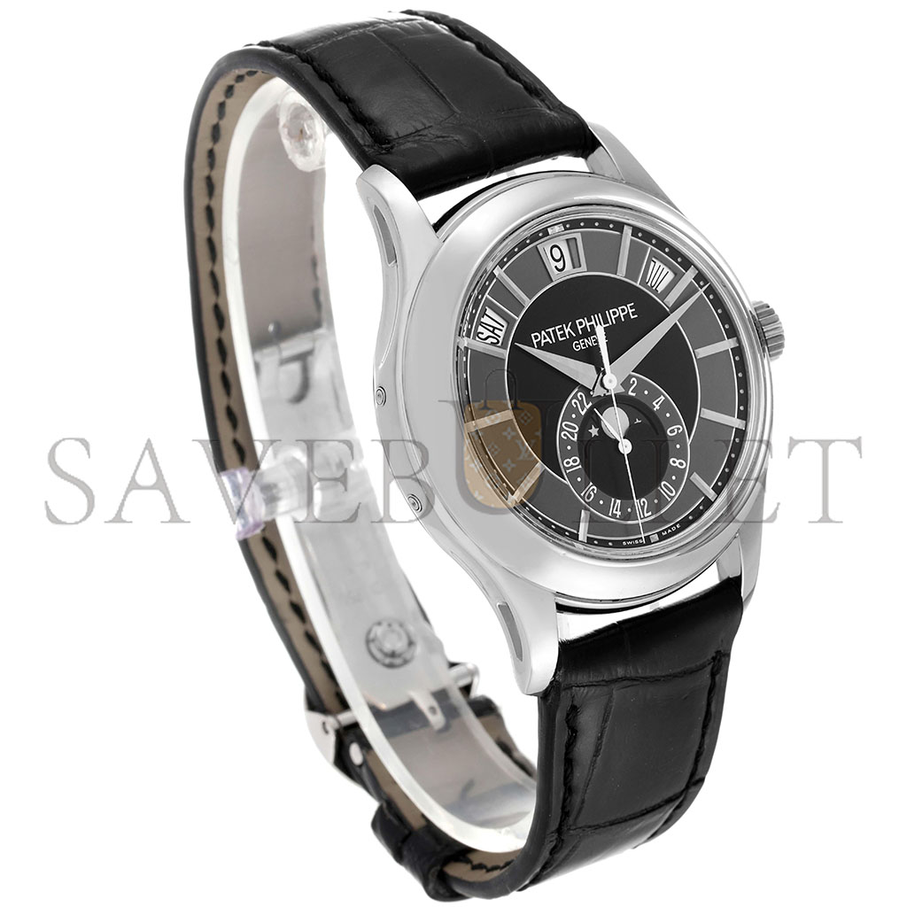 PATEK PHILIPPE COMPLICATIONS ANNUAL CALENDAR BLACK DIAL 40MM WATCH 5205G-010